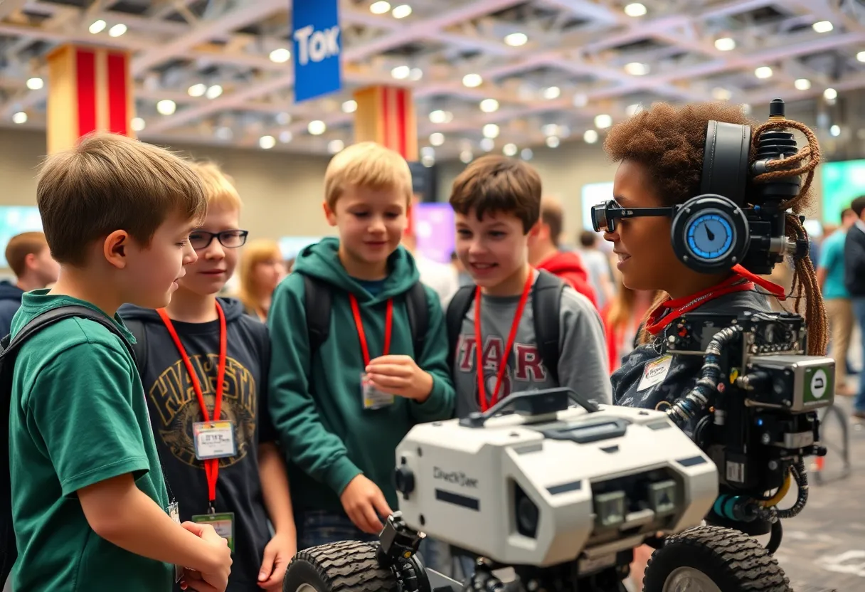Students at the VEX Robotics World Championship under a heat wave