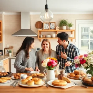 A cozy kitchen filled with baked goods and family photos, symbolizing love and togetherness.