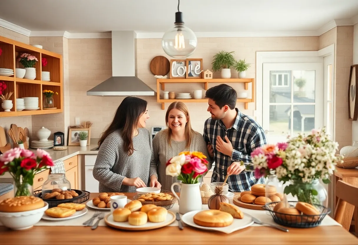 A cozy kitchen filled with baked goods and family photos, symbolizing love and togetherness.