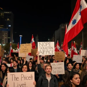 Protesters demonstrating against ICE in Dallas