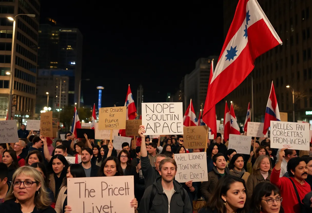 Protesters demonstrating against ICE in Dallas