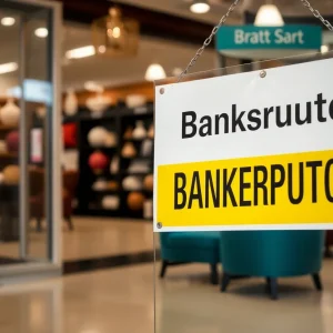 Closed At Home store with Bankruptcy sign