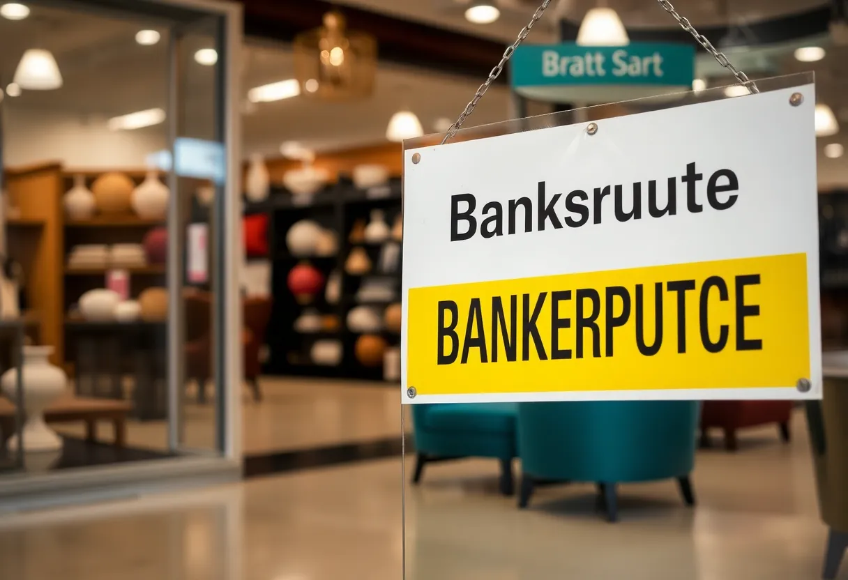 Closed At Home store with Bankruptcy sign