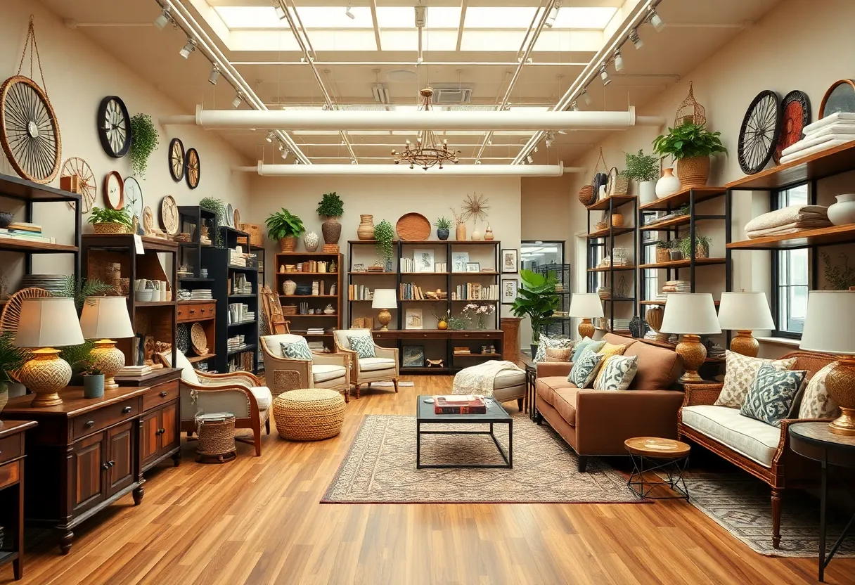 Interior view of an At Home store featuring home goods and furniture.
