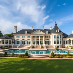 Exterior view of the Crespi Estate showcasing its opulent architecture and extensive grounds