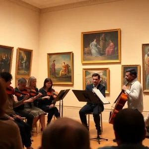 Crowley Chamber Trio performing in a cozy museum setting