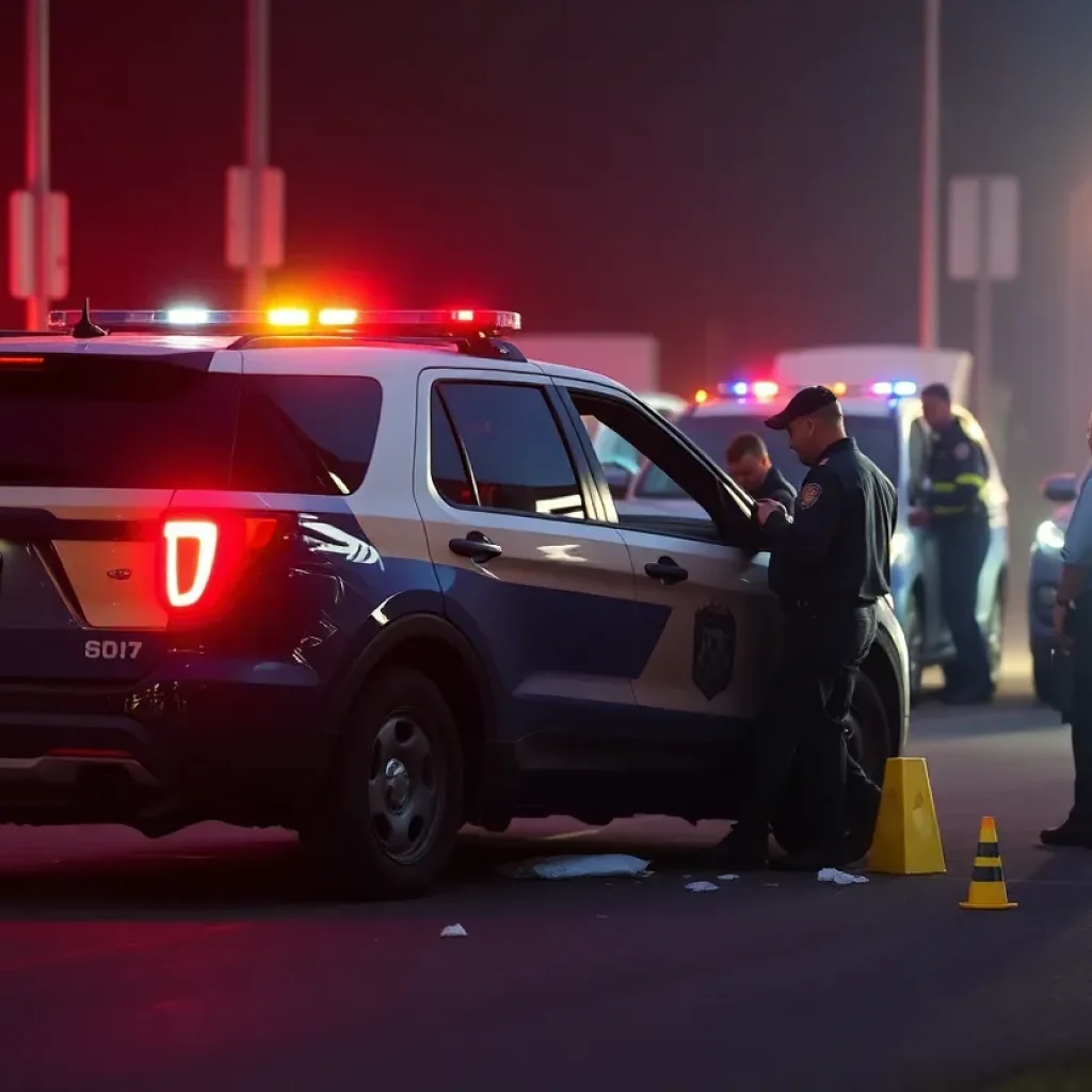 Scene of a car accident involving a police SUV and a stolen vehicle after a high-speed chase in Dallas.