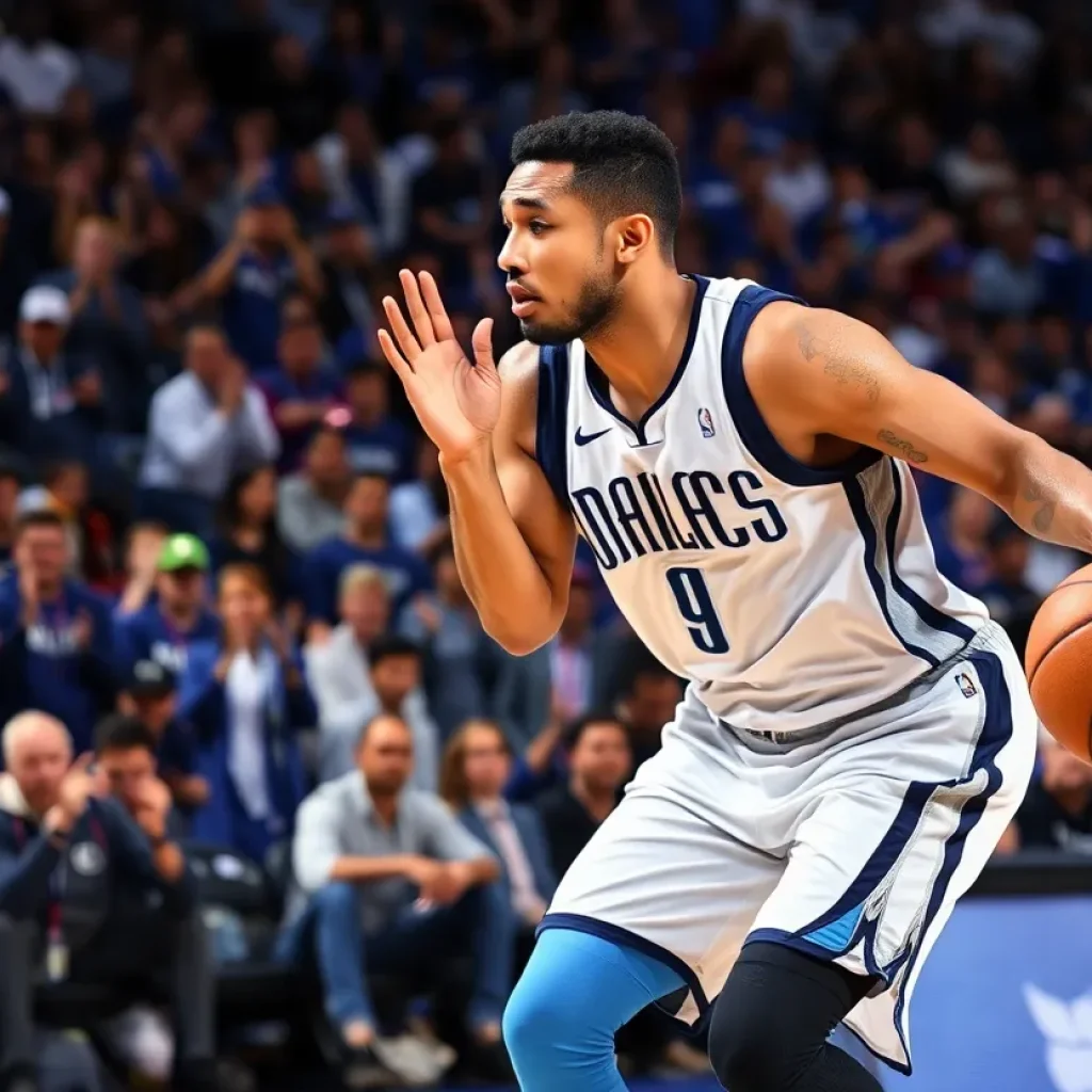 Basketball player in Dallas Mavericks jersey on court