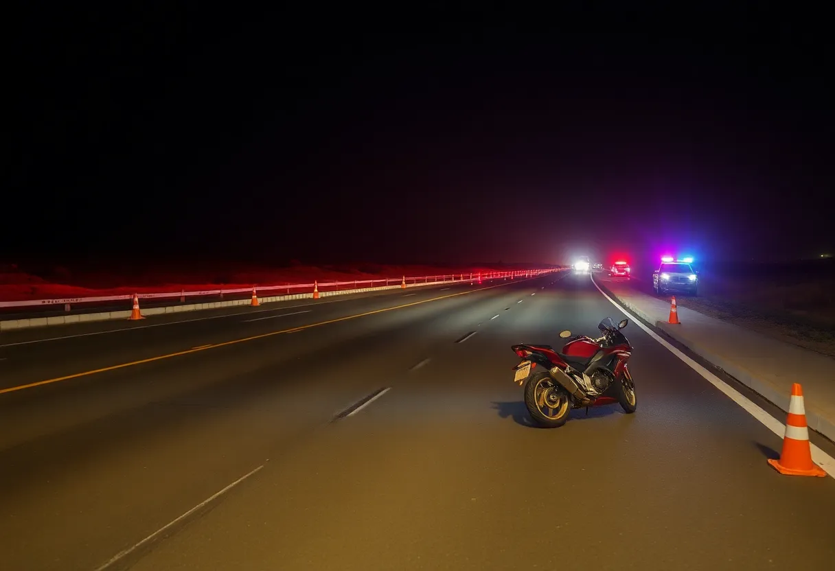 Accident scene on highway with emergency lights