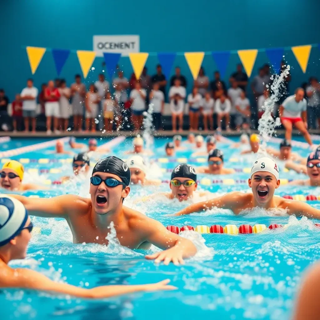 Swimmers competing at the Dallas Mustangs Senior Circuit