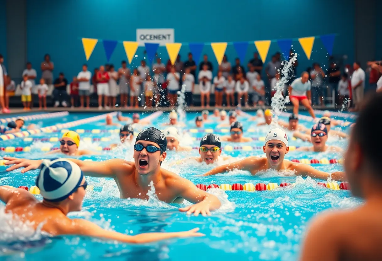 Swimmers competing at the Dallas Mustangs Senior Circuit