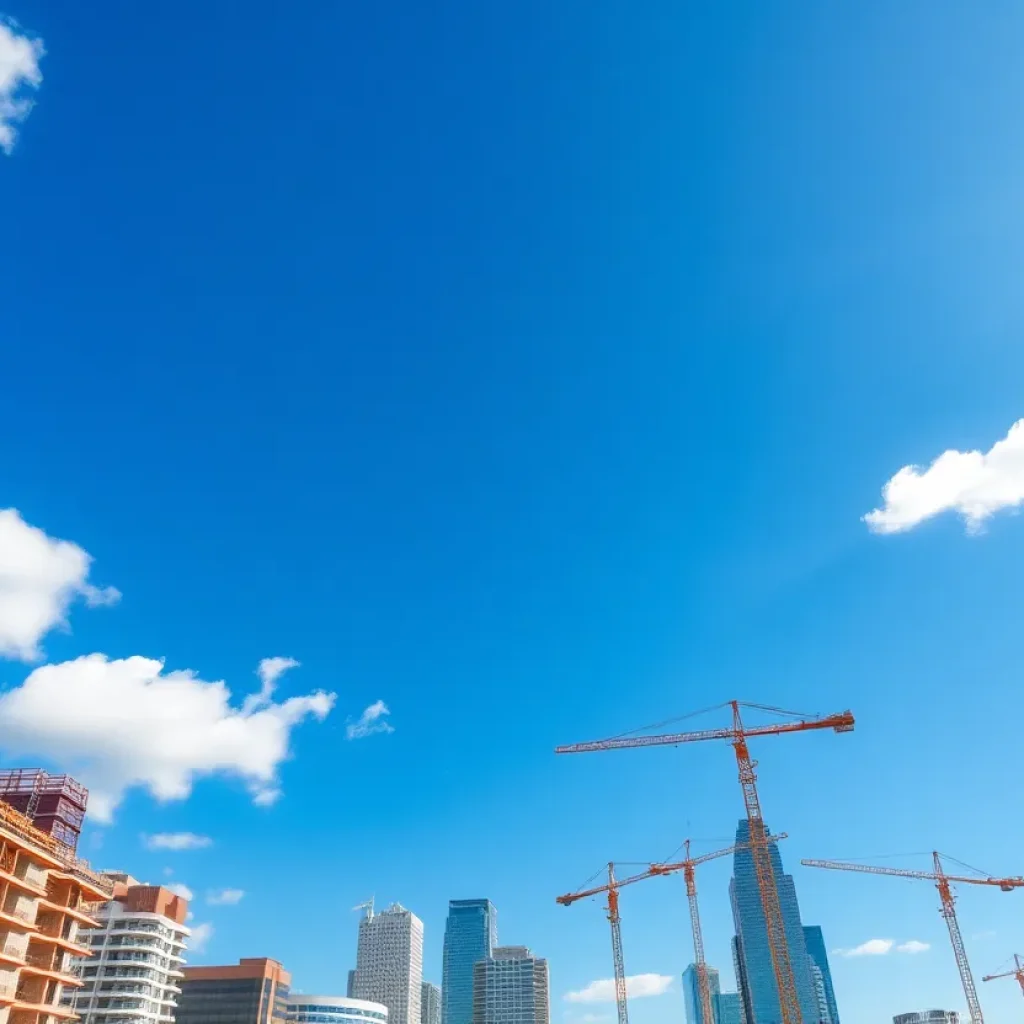 New home constructions in Dallas city skyline