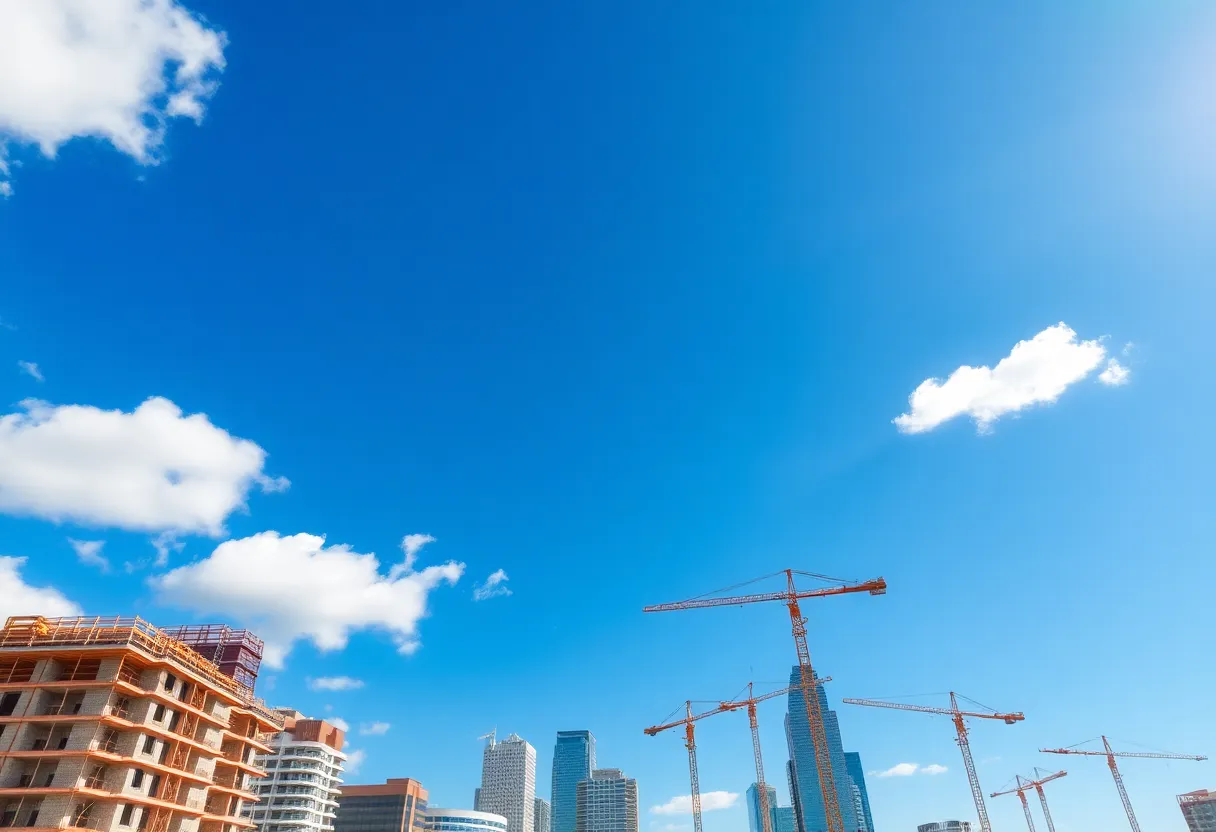 New home constructions in Dallas city skyline
