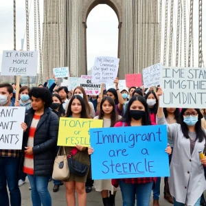 Participants at the Dallas rally demonstrating for immigrant rights.