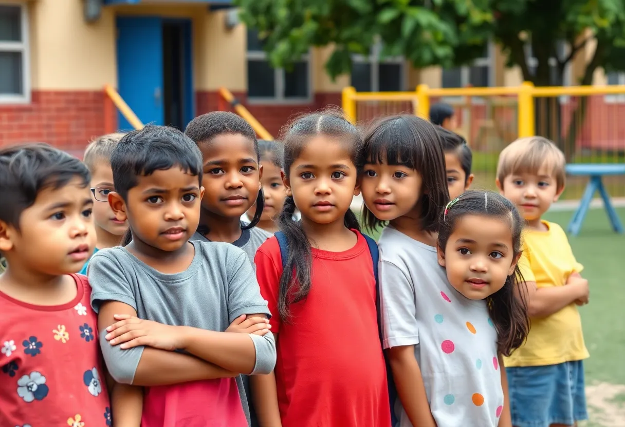 Children in a Dallas school playground expressing concern over immigration enforcement