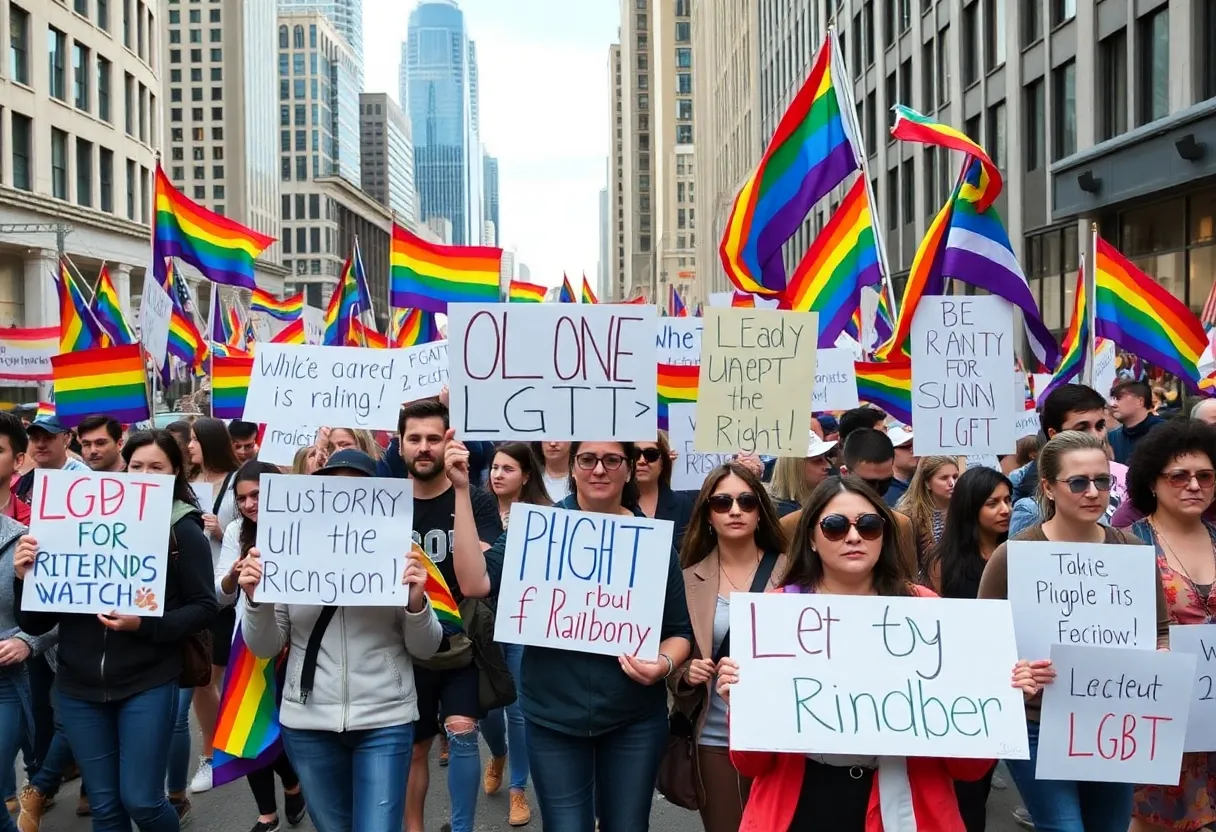 Dallas Trans community members marching for rights