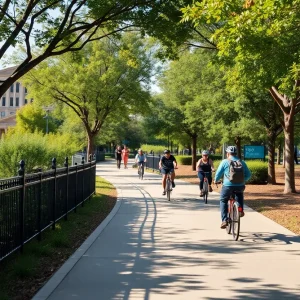 Bicycle and walking trail in North Texas