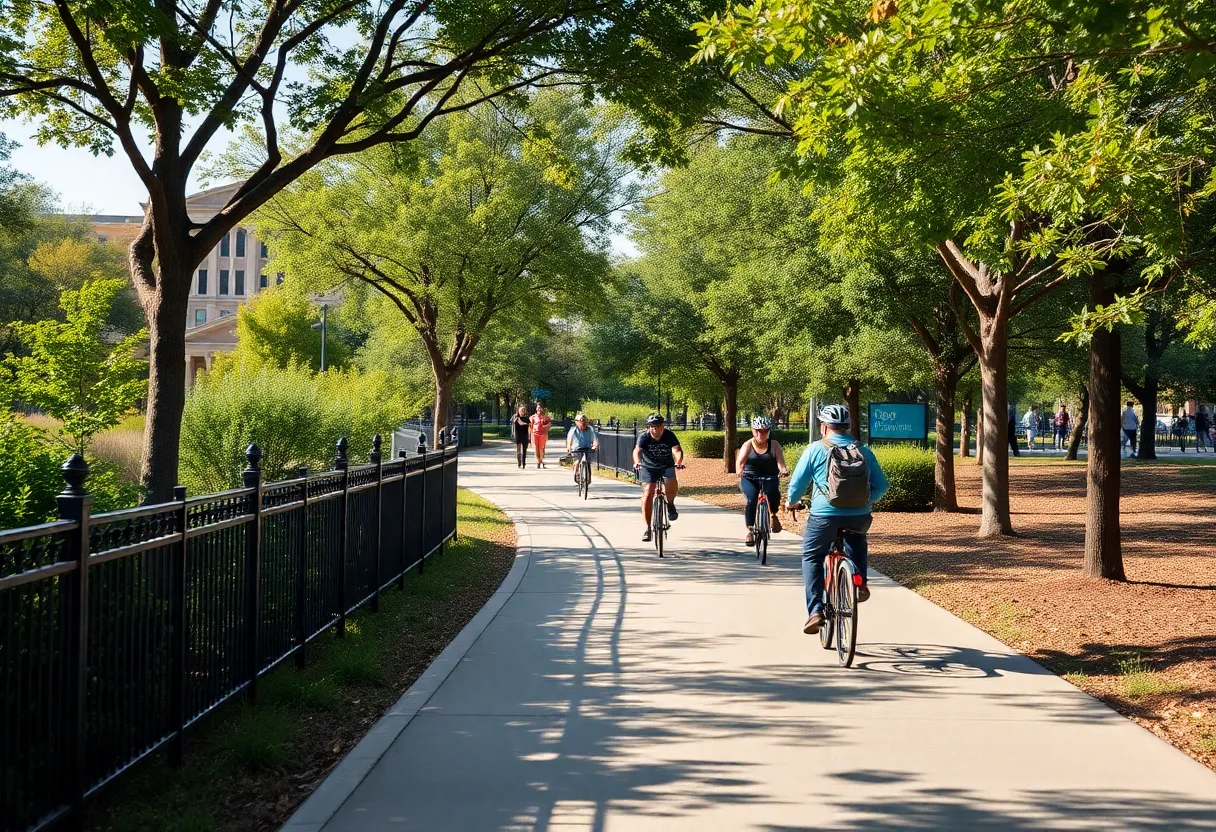 Bicycle and walking trail in North Texas