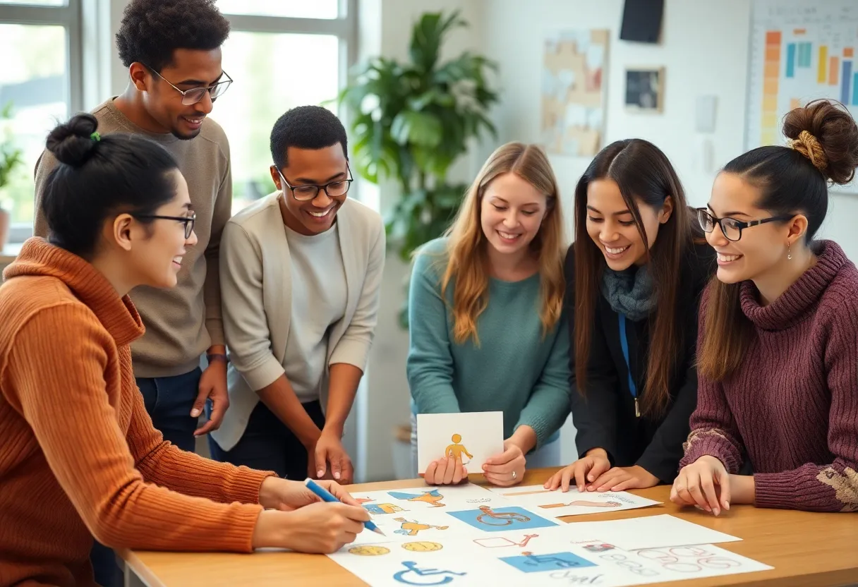 A group working on disability inclusion projects