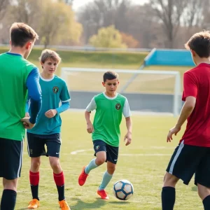FC Dallas players training on the field with focus and teamwork.