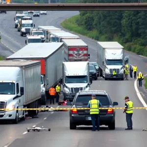 Emergency responders at the scene of a multi-vehicle crash on I-20 in Terrell, Texas.