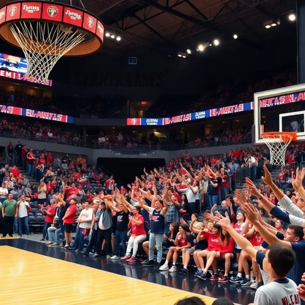 Fans cheering during an Indiana Fever basketball game.