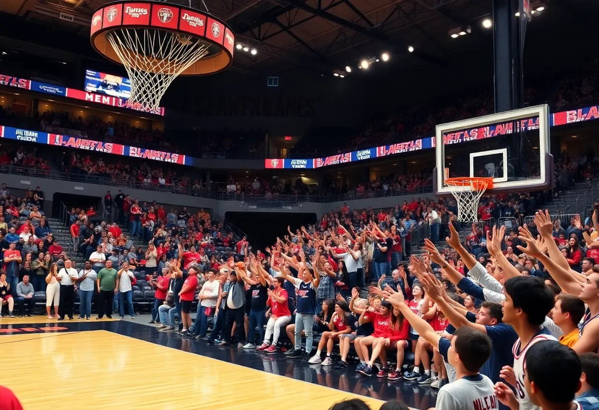 Fans cheering during an Indiana Fever basketball game.