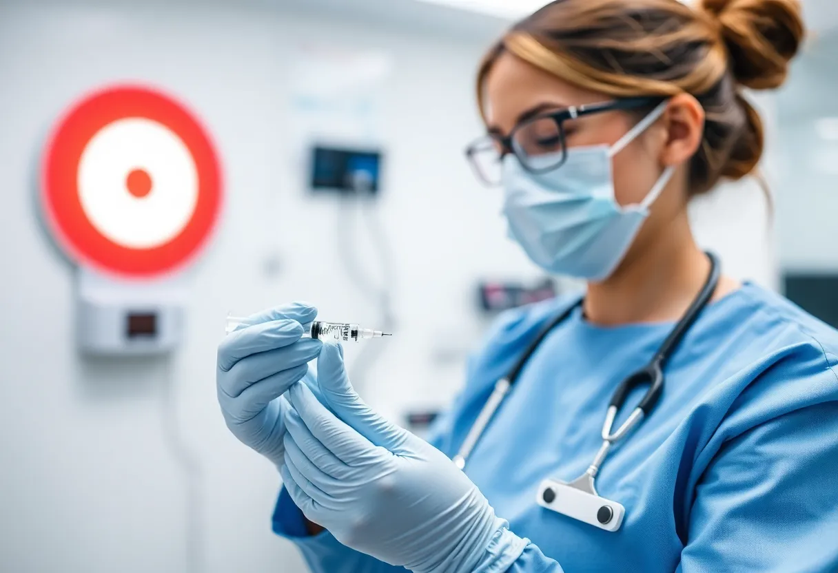 Healthcare professional administering mNEXSPIKE COVID-19 vaccine.