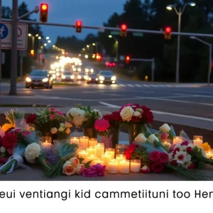 Memorial scene for victims of a tragic motorcycle accident in Dallas