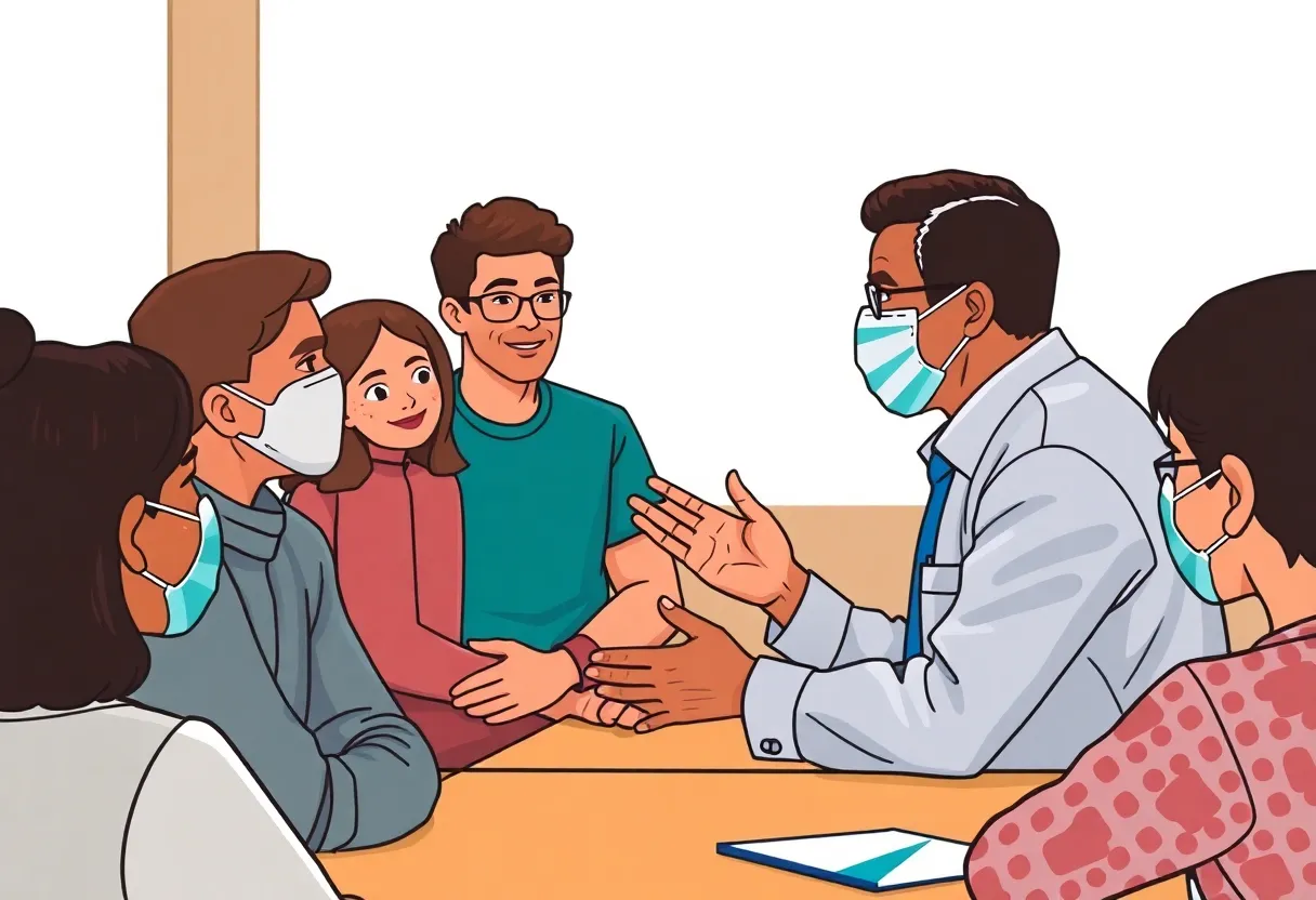 Public health officials inform community about measles vaccination.