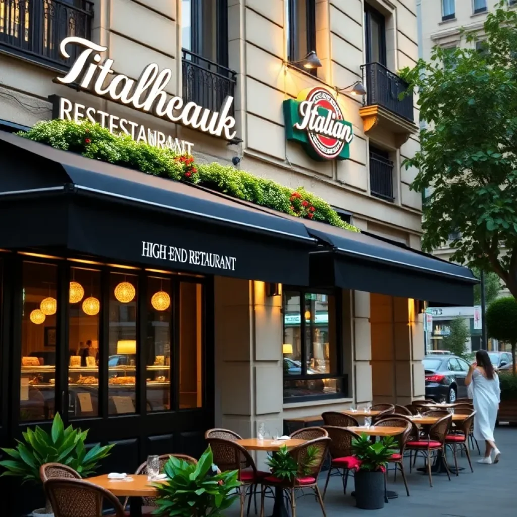 Exterior view of Sant Ambroeus restaurant in Dallas.