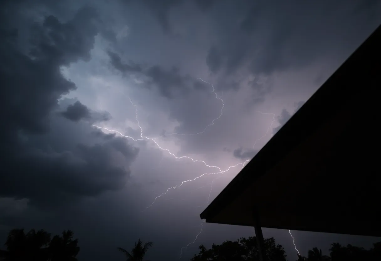 Lightning striking during a storm in Tarrant County