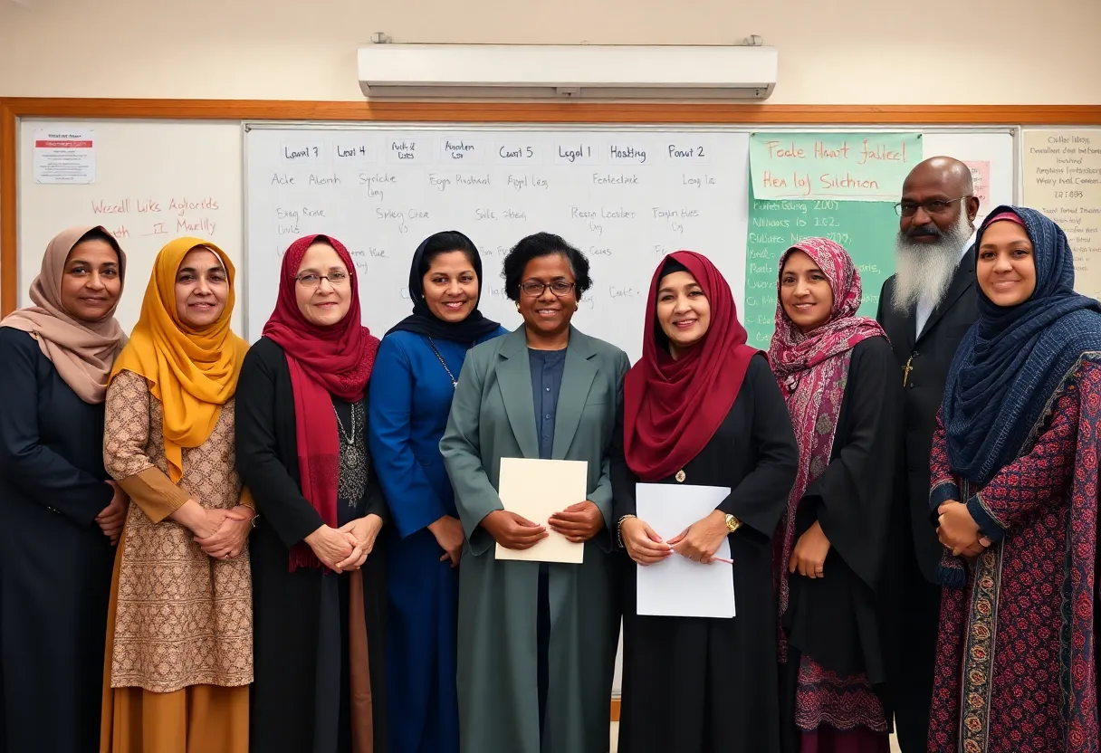 Diverse group of faith leaders in a classroom setting