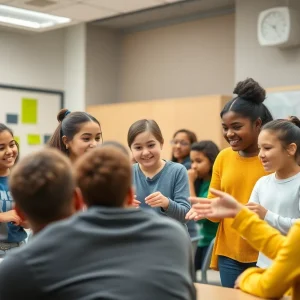 Students collaborating in a Texas high school classroom