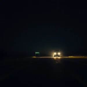 Deserted Texas highway at night