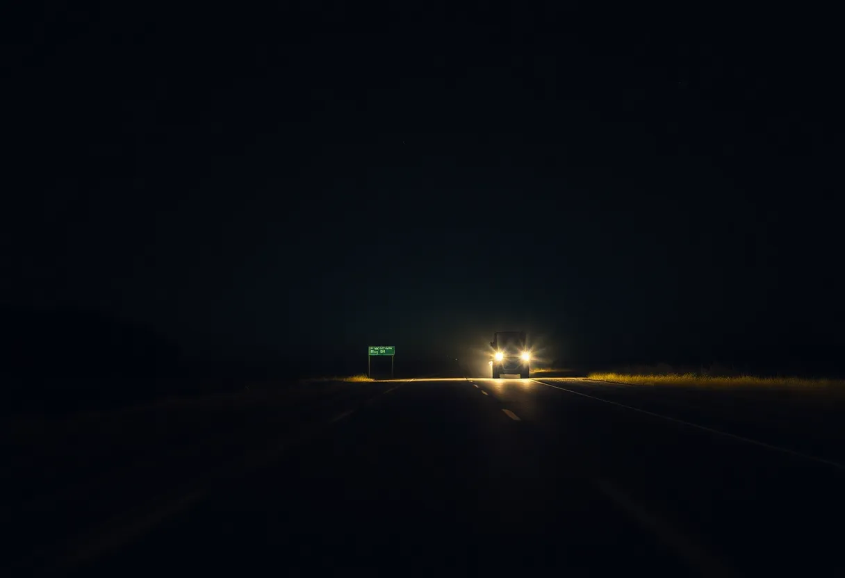 Deserted Texas highway at night