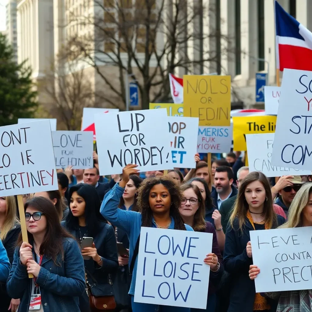 Peaceful demonstration against Trump policies in North Texas