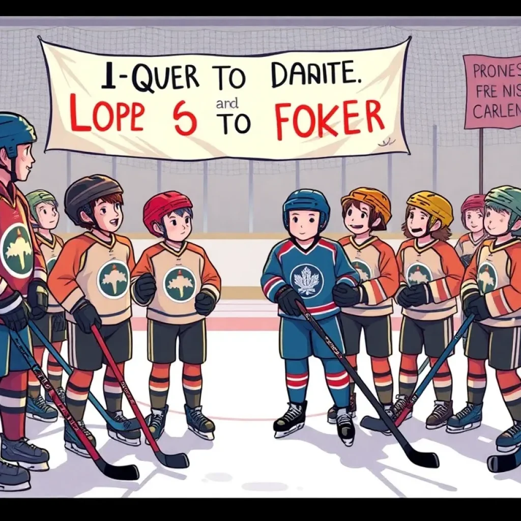 Youth hockey players supporting each other in Dallas