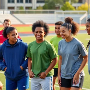 Diverse group of senior athletes training at the University of Dallas.