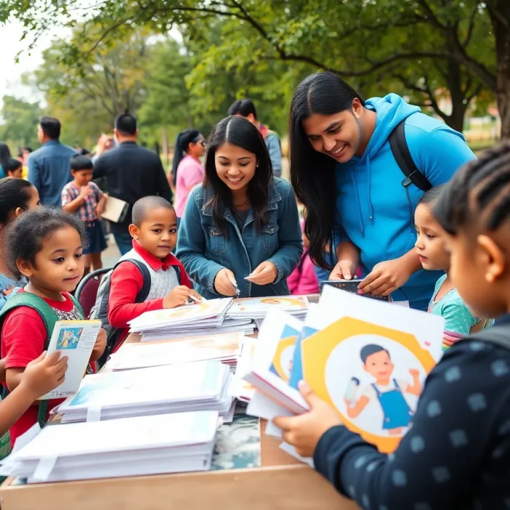 Families attending a back-to-school event in North Texas
