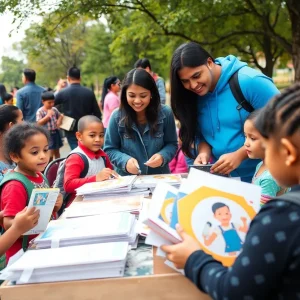 Families attending a back-to-school event in North Texas