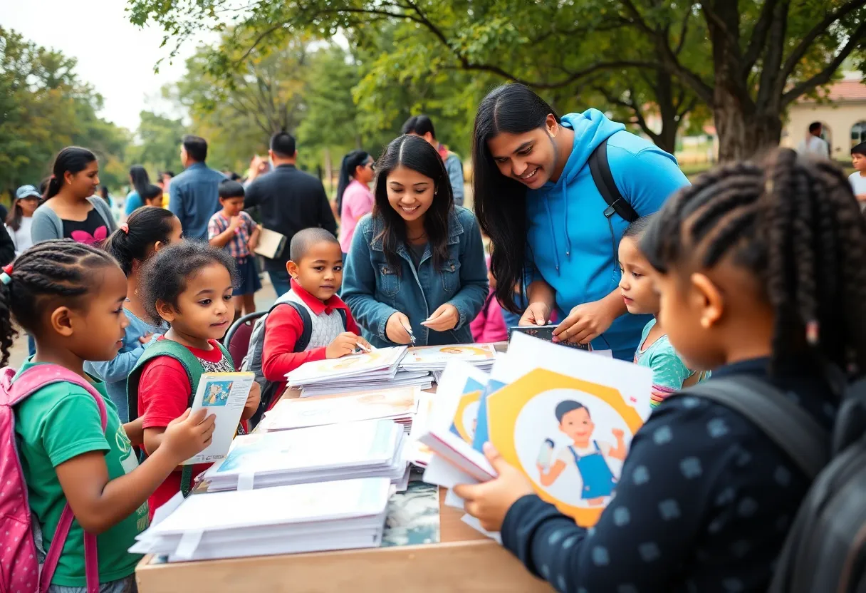 Families attending a back-to-school event in North Texas
