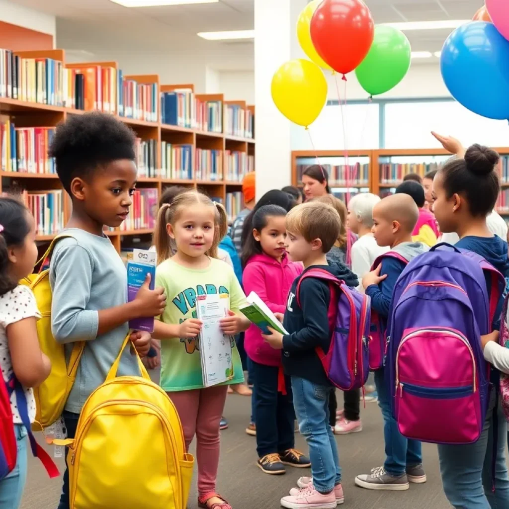 Children participating in activities at the Dallas Back-to-School Fair