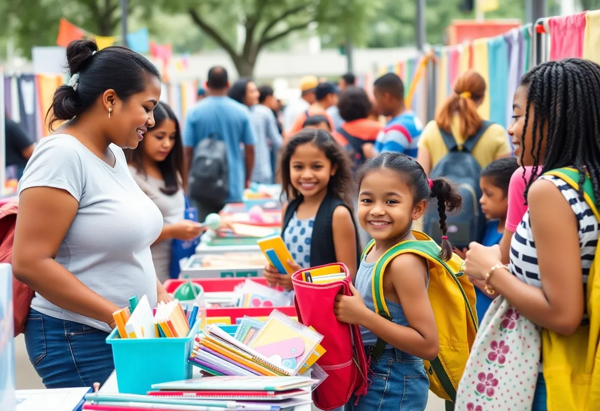 Families engaging at the Dallas Mayor's Back to School Fair