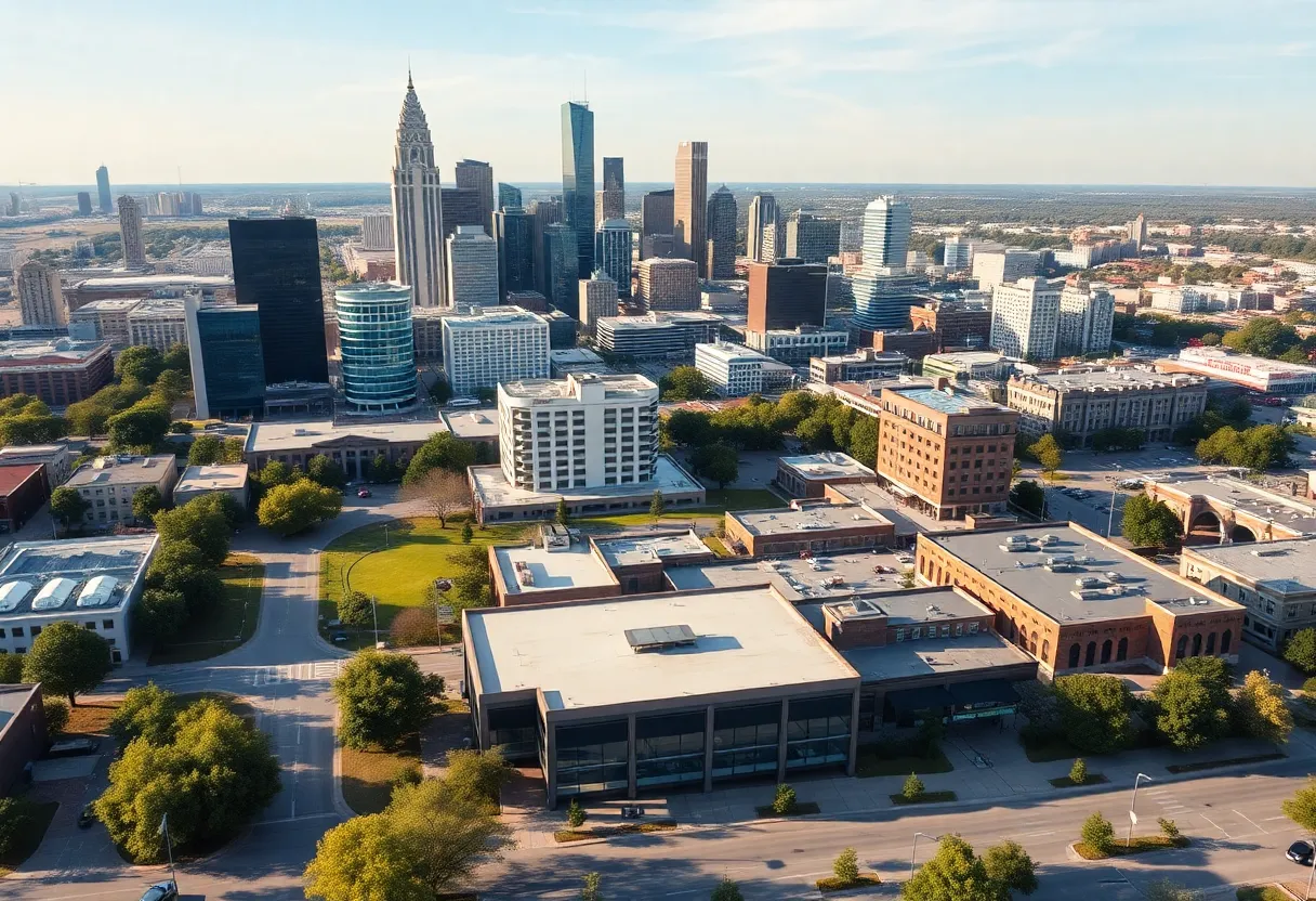Aerial view of Dallas showcasing its skyline and family-friendly environment.