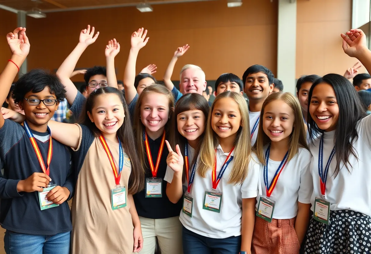 Students from Dallas College celebrating their SkillsUSA achievements with medals