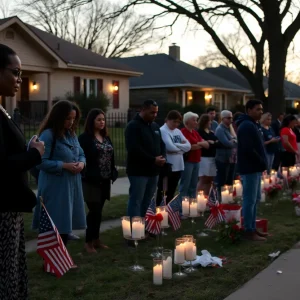 Community members gather to mourn a shooting victim in Dallas.