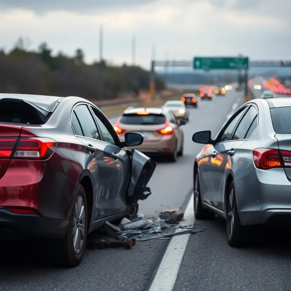 Scene of a car accident on U.S. 80 in Dallas County