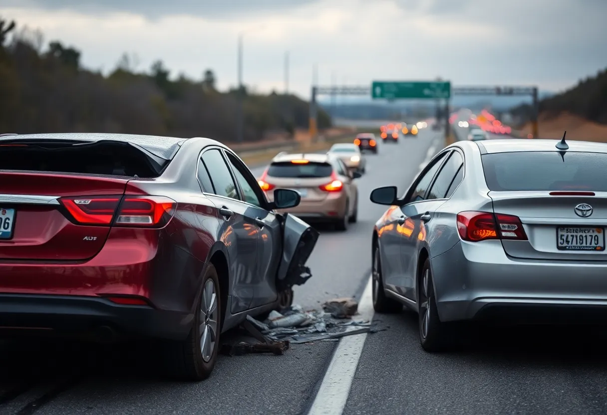 Scene of a car accident on U.S. 80 in Dallas County