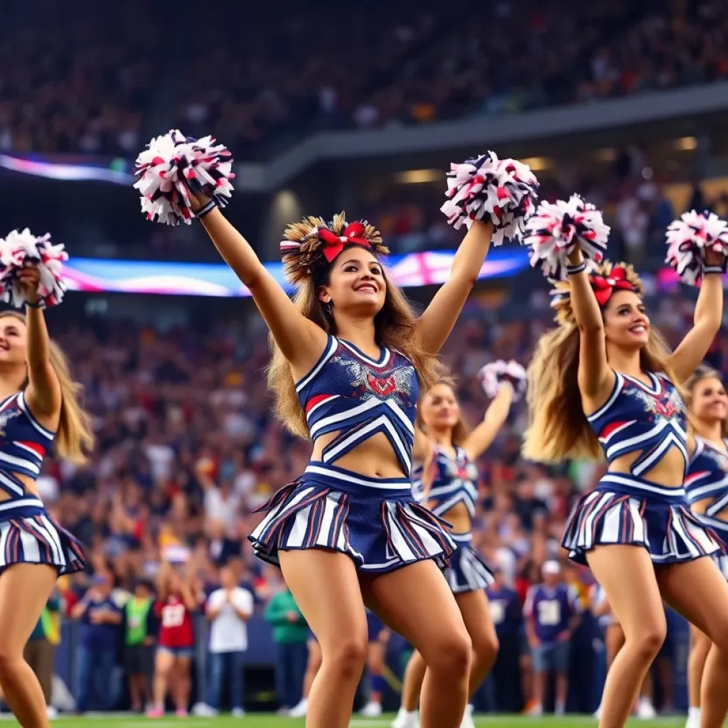 Dallas Cowboys Cheerleaders performing at an NFL game